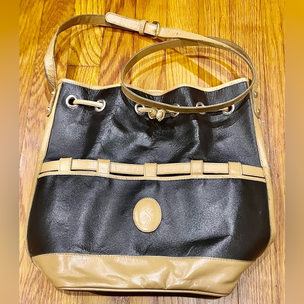 Yves Saint Laurent Black and Tan Crossbody Bag